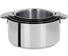 Cristel Mutine Amovible - Kasserolle aus Edelstahl - Set mit 4 Töpfen - Ø 14-1,1 L| Ø 16-1,7 L | Ø 18-2,4 L | Ø 20-3,2 L