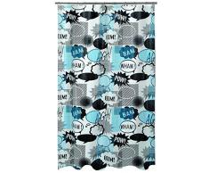 Spirella Anti-Schimmel Duschvorhang - Anti-Bakteriell, waschbar, wasserdicht - Peva, „Wow“ 180x200cm Blau Schwarz