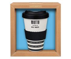 Grafik-Werkstatt Premium Becher mit Deckel |Kaffeebecher to go | 400 ml | Motto des Tages