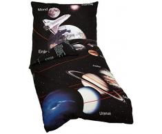 Herding Young Collection Bettwäsche-Set, Sonnensystem Wendemotiv, Bettbezug 135 x 200 cm, Kopfkissenbezug 80 x 80 cm, Baumwolle/Renforcé