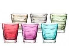 Leonardo Vario Struttura Becher klein farbig sortiert, 6-er Set, 250 ml, Kristall-Glas mit Colori-Hydroglasur, 047286