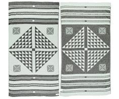 Bersuse 100% Cotton Oeko-TEX Certified Aruba Handloom Turkish Towel Pestemal Handtuch, Baumwolle, Schwarz/Mint, 39x70 Inches