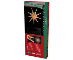 Konstsmide 2924-280 Weißer Papierstern mit gold/braunem Muster und 9 Zacken, perforiert, 115x115cm / für Innen (IP20) / 230V Innen / ohne Leuchtmittel / mit an/aus Schalter / weißes Kabel