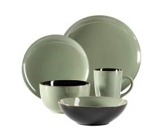 MÄSER 931455 Serie Scuro, Geschirr-Set aus Keramik für 1 Person, 5-teiliges Kombiservice, modern und mediterran, Grün, Steinzeug