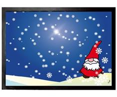 1art1 Weihnachten - Kleiner Wichtel In Verschneiter Winternacht Fußmatte Türmatte 70 x 50 cm