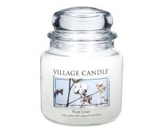 Village Candle Reines Leinen Duftkerze im Glas, 454 g, weiß, 10.2 x 10.1 cm