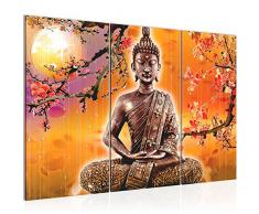 Bilder Buddha Feng Shui Wandbild 120 x 80 cm Vlies - Leinwand Bild XXL Format Wandbilder Wohnzimmer Wohnung Deko Kunstdrucke Orang 3 Teilig - MADE IN GERMANY - Fertig zum Aufhängen 500631a