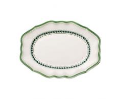 Villeroy & Boch French Garden Green Line Ovale Servierplatte, 37 cm, Premium Porzellan, Weiß/Grün