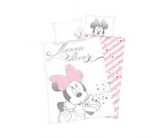 Herding Bettwäsche-Set Disneys Minnie Mouse, Baumwolle, Weiß/Rosa, 135 x 100 cm