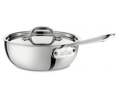 All-Clad 4212 Stainless Steel Sauteuse konisch mit Deckel, französische Pfanne 20,3 cm, 1,9 L, induktionsgeeignet, Edelstahl