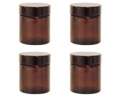 Viva Haushaltswaren 4 braune Glastiegel 30ml / Salbentiegel/Cremetiegel Braunglas inkl. Beschriftungsetiketten Glasdose, Glas, 4 x 4 x 4.6 cm, 4-Einheiten