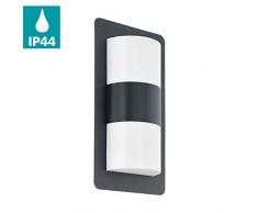 EGLO Außen-Wandlampe Cistierna, 2 flammige Außenleuchte, Wandleuchte aus Stahl, Kunststoff, Fassung: E27, IP44, anthrazit, weiß