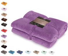 DecoKing 66126 Kuscheldecke 170x210 cm violett Decke Microfaser Wohndecke Tagesdecke Fleece weich sanft kuschelig skandinavischer Stil lila Henry