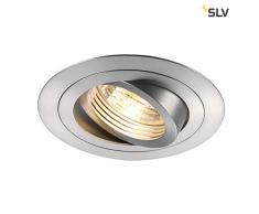 SLV LED Deckeneinbaustrahler NEW TRIA 78 I rund, QPAR 51, GU10, single, einflammig, CS, Clipfeder, matt aluminium, Einbauleuchte, Deckenstrahler, dreh- und schwenkbare Deckeneinbauleuchte, Indoor