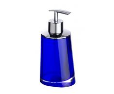 WENKO 20245100 Seifenspender Paradise Blue, Fassungsvermögen 0.24 L, Kunststoff - Acryl, 8 x 16.3 x 6.6 cm, Blau
