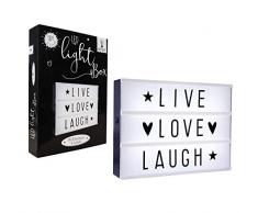 LIFA LIVING LED-Lichtbox | Dekorative Lampe mit Symbolen | 85 austauschbare Buchstaben | Batteriebetrieb Deko Lampe Lightbox mit weißem Licht