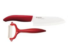 Kyocera Cut&Peel Set FK-140WH-GR&CP-10 NGR Messer Geschenkset, Kunststoff Keramik, rot/weiß, 26,7 x 4,5 x 1,9 cm