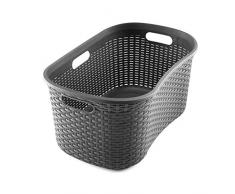 Addis Faux Rattan Hipster Wäschekorb, anthrazit, 37,5 x 50 x 26 cm