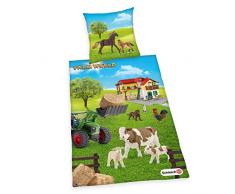Herding Schleich Bettwäsche- Set, Baumwolle, grün, 80 x 80 cm, 135 x 200 cm