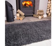 Teppich von Ontario fürs Wohnzimmer, Feuerstelle, Kamine, zottelig, hochflorig, fluffig, Polyamid, dunkelgrau, 80cm x 150cm (27 x 411)