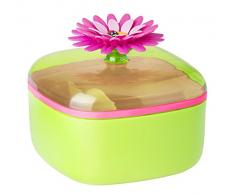 VIGAR Flower Power dreiteilige Zuckerdose mit Deckel, ABS, Polypropylen, grün/Magenta, Centimeters