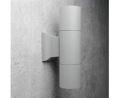 Moderne Wandleuchte Außen Up Down Strahler Grau 2xE27 Ø7cm Gartenbeleuchtung Lampe Haus Wand Balkon
