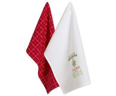 DII Dekoratives Geschirrtuch aus 100% Baumwolle, maschinenwaschbar, für den täglichen Gebrauch in der Küche geeignet, sehr saugfähig, aus Jacquard 2er-Set Under Mistletoe Mis