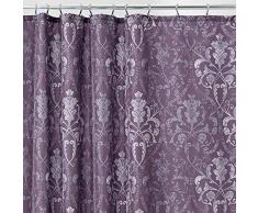 mDesign Vintage Damast Druck, pflegeleichter Stoff Duschvorhang, 72 x 72 cm Pack of 1 violett