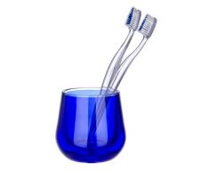 WENKO 21071100 Zahnputzbecher Monaco Blau - Zahnbürstenhalter, Polystyrol, 9 x 9 x 9 cm, Blau