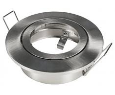 McShine - Einbaurahmen Deckenstrahler | DL-248 | Edelstahl gebürstet, 82mm-Ø, Clip, schwenkbar | als Deckenleuchte verwendbar in Kombination mit Leuchtmitteln wie z. B. MR16, GU10 und LED-Modulen