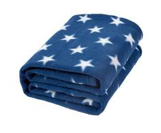Dreamscene Flannel Fleece Sterne Überwurf über Bett warm weich Decke Plüsch für Kinder Sofa, blau, 125 x 150cm
