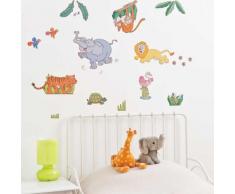 FunToSee Jungle Safari Wandsticker Dschungelabenteuer, leicht zu entfernen, 21 Stück, leuchtende Farben