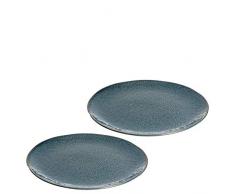 Leonardo Teller Matera 2-er Set, 27 cm, 2 Keramik Teller, spülmaschinengeeignet, mit Glasur blau, 026995