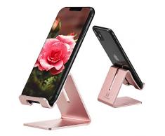 tobeoneer Aluminium Handy Ständer Halter, massives Tragbare Universelle Schreibtisch Ständer, für alle mobile Smart Phone Tablet Display Huawei iphone 7 6 Plus 5 iPad 2 3 4 iPad Mini Samsung, 3.3 x 3.1 x 2.7 inches, A-Rose Gold