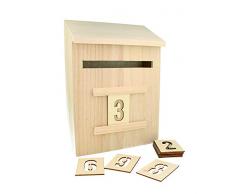 Artemio 14002293 Adventskalender zum Dekorieren Briefkasten Holz 20 x 9,5 x 28 cm
