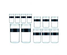 Bodum PRESSO Vorratsgläser, Kunststoff, Schwarz, 4 x 0.25 l, 3 x 0.6 l, 3 x 1 l, 2 x 2 l