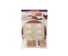 Leifheit Deko-Set Einkochen, mit Marmeladendeckchen, selbstklebenden Etiketten, Grußkarten, Gummis und Schnur, für 10 Gläser, Dekorieren für Eingemachtes und selbstgemachte Marmelade