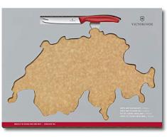 Victorinox Swiss Classic 2-tlg. Küchen-Set, Schneidebrett Landkarte Schweiz 40 x 25 x 0,6 cm, Käse- und Wurstmesser, Holz