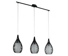EGLO Pendellampe Razoni, 3 flammige moderne Pendelleuchte, Material: Stahl, Glas: satiniert, Farbe: schwarz, Fassung: E27