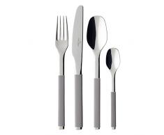 Villeroy & Boch - S+ Taupe Tafelbesteck 24tlg., hochwertiges Edelstahlbesteck mit Silikongriff für bis zu 6 Personen, spülmaschinenfest, grau