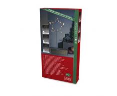 Konstsmide, 1218-993, LED Metallstern mit Metall-FuÃ, silberfarben lackiert, mit silberfarbenem Draht umwickelt, 6h Timer, 20 bernsteinfarbene Dioden, batteriebetrieben, Innen, transparentes Kabel