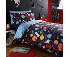Kidz Club Bettbezug für Doppelbett und Kissenbezüge, Planetenmotiv, Schwarz