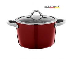 Silit Vitaliano Rosso Kochtopf hoch 22cm, Glasdeckel, Fleischtopf 4,7l, Silargan Funktionskeramik, Topf Induktion, dunkelrot