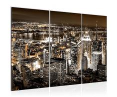 Runa Art Bilder New York City Wandbild 120 x 80 cm Vlies - Leinwand Bild XXL Format Wandbilder Wohnzimmer Wohnung Deko Kunstdrucke Braun 3 Teilig - Made IN Germany - Fertig zum Aufhängen 600631b