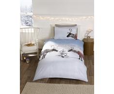 Rentier Pullover Weihnachten Einzelbett Bettbezug und Kissenbezüge Bettwäsche-Set Xmas, grau