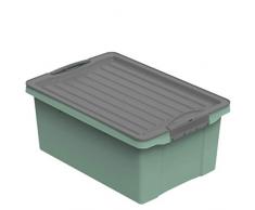 Rotho Eco Compact Aufbewahrungsbox 13l, Kunststoff (recycelt), Grün/Anthrazit, 13 Liter (39,5 x 27,5 x 18 cm)