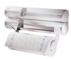 Leifheit Wandrollenhalter Rolly Mobil ComfortLine-Serie mit abnehmbarem Behälter, Küchenrollenhalter für 3 Rollen, Papierrollenhalter mit scharfen Klingen