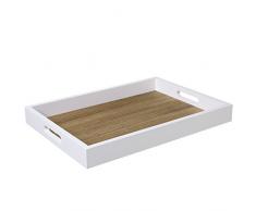 Deko Natur Holz Serviertablett Frühstück mit Ausschnitt Griffe, Braun/Weiß – 40,6 x 27,9 cm
