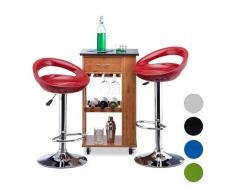 Relaxdays Barhocker 2er Set, höhenverstellbar, drehbar, bis 120 kg, mit Lehne, Barstuhl, HxBxT: 98,5 x 46 x 39 cm, rot