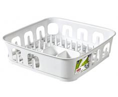 CURVER 223903 Quadratisches Abtropfgestell für 12 Teller, Kunststoff, Weiß, 40 x 40 x 11 cm